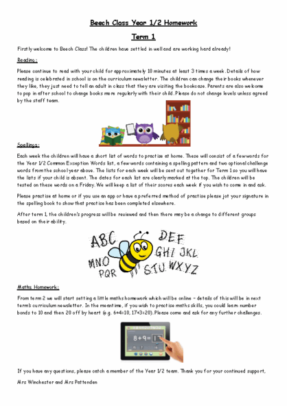 Homework Letter Beech