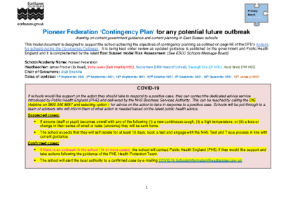 Pioneer Federation Contingency Plan 10/01/2022