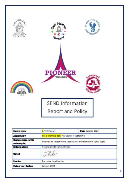 SEND Information Report and Policy