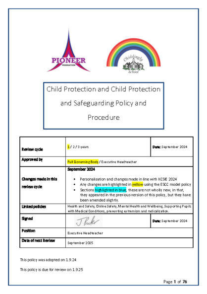 Child Protection & Safeguarding Policy & Procedure