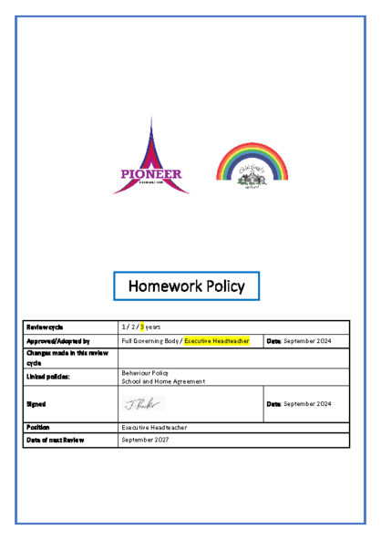 Homework Policy