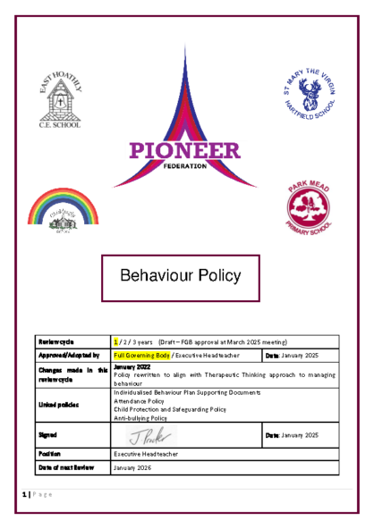 Behaviour Policy – Draft