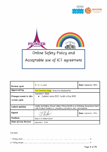 Online Safety Policy & Acceptable Use Agreements