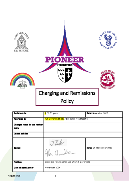 Charging & Remissions Policy