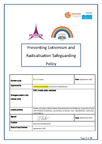 Preventing Extremism and Radicalisation Policy