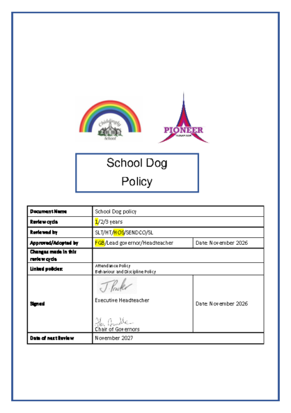 School Dog Policy