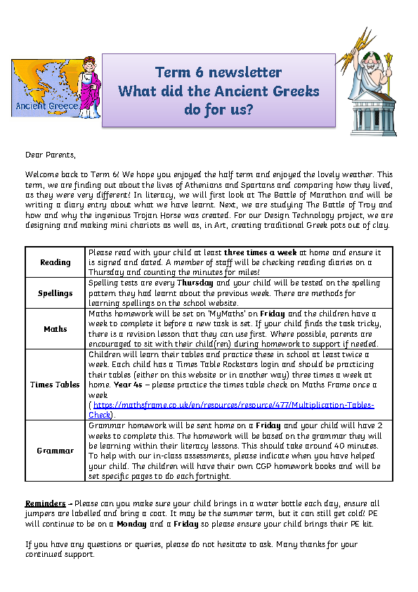 Term 6 2020/21 – What did the Ancient Greeks do for us?