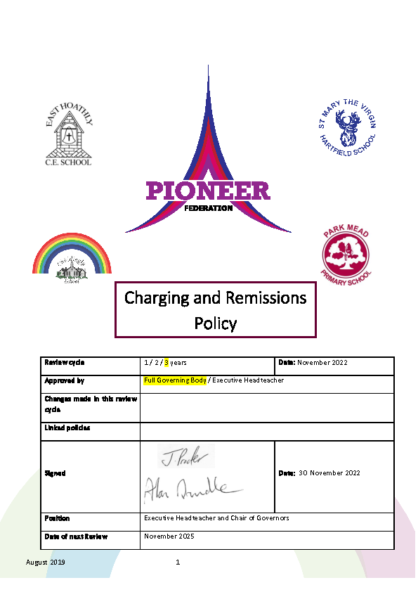 Charging & Remissions Policy