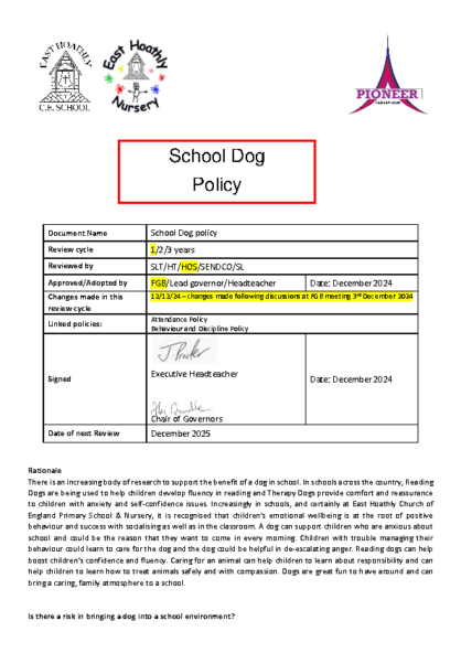 School Dog Policy