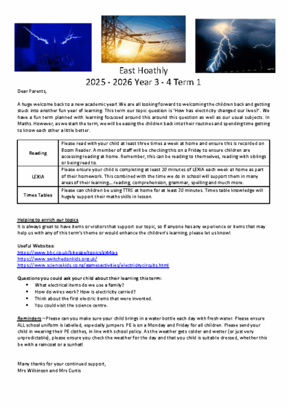 Term 1 2025/26 – How Has Electricity Changes Our Lives?