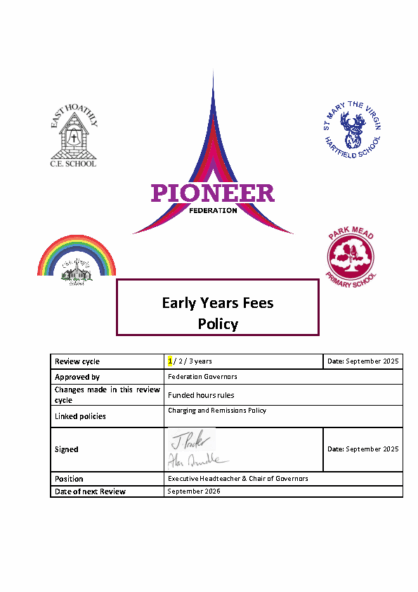 Early Years Fee Policy