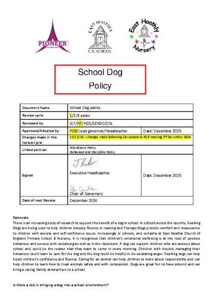 School Dog Policy