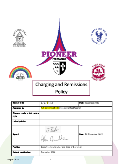 Charging & Remissions Policy