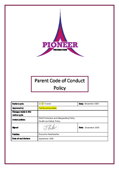 Parent Code of Conduct