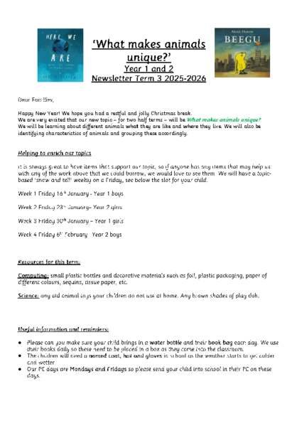 Term 3 2025/26 – What Makes Animals Unique?