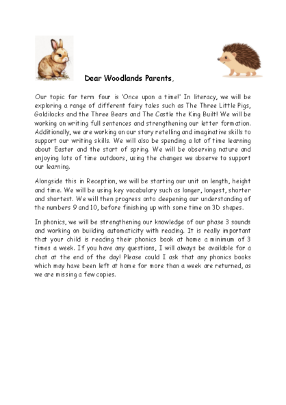 Term 4 2025/26 – Once Upon a Time!