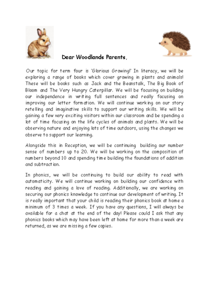 Term 5 2025/26 – Glorious Growing!