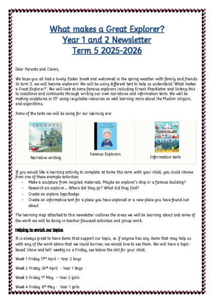 Term 5 2025/26 – What Makes a Great Explorer?