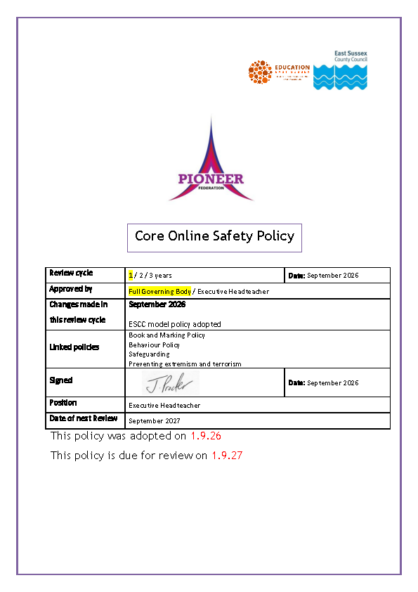 Core Online Safety Policy