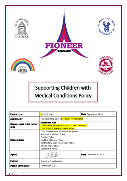 Supporting Pupils With Medical Conditions Policy