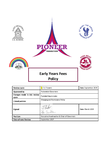 Early Years Fee Policy
