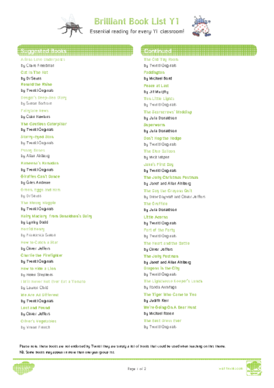 Book List – Year 1