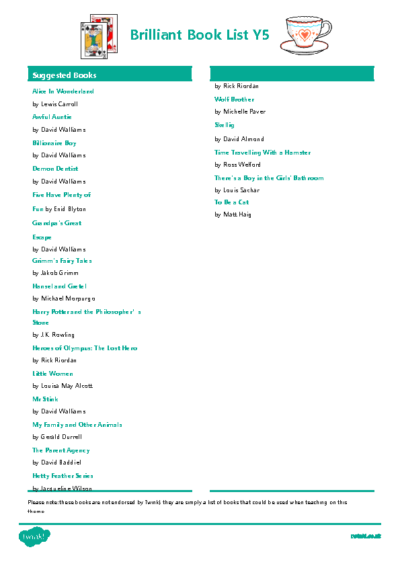 Book List – Year 5