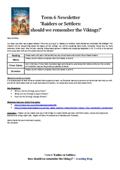 Term 6 2025/26 – Raiders or Settlers: How Should We Remember the Vikings?