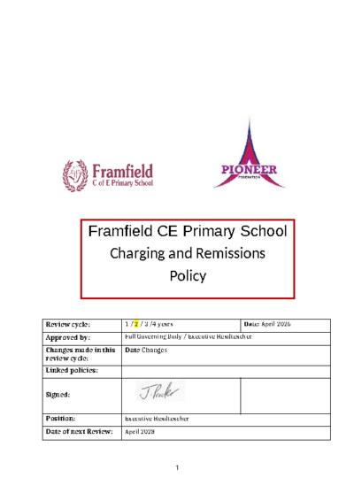 Charging and Remissions Policy