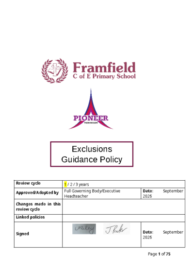 Exclusions Guidance Policy