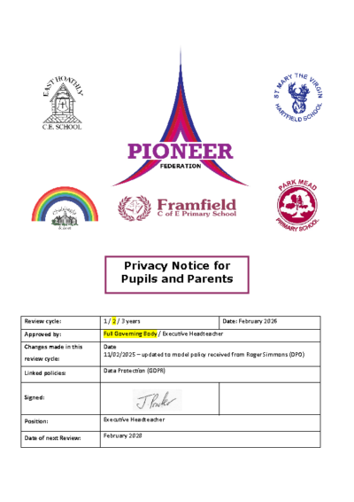 Privacy Notice for Pupils & Parents