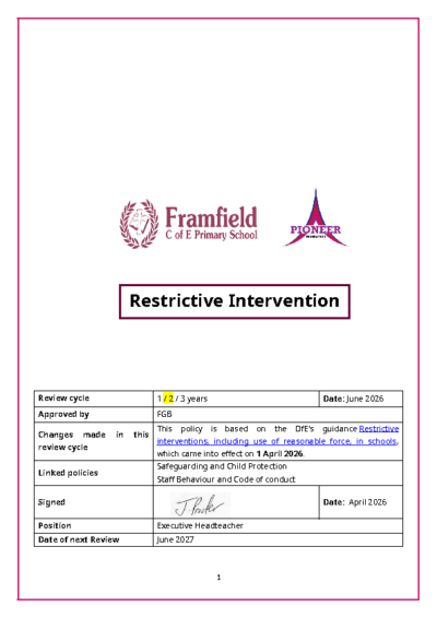 Restrictive Intervention Policy