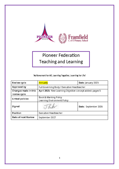 Teaching & Learning Policy