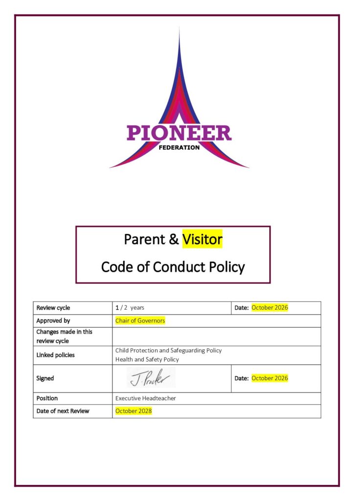 Parent & Visitor Code of Conduct