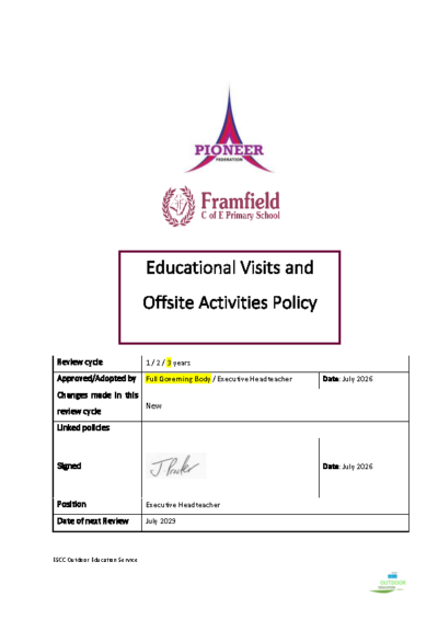 Educational Visits & Offsite Activities Policy