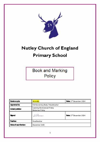 Book & Marking Policy