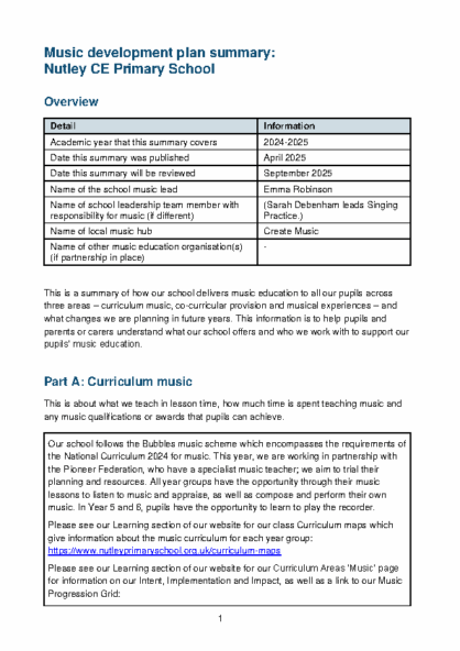 Music Development Plan