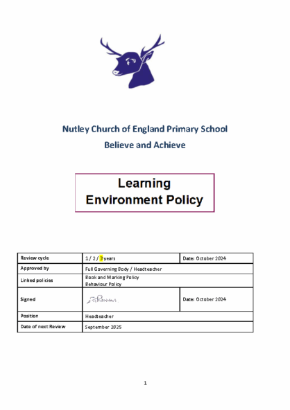 Learning Environment Policy