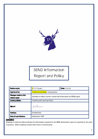 SEND Information Report & Policy
