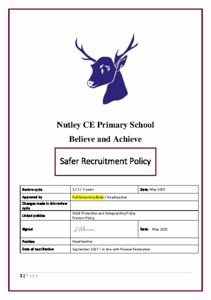 Safer Recruitment Policy