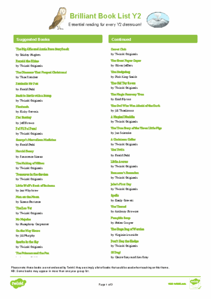 Year 2 Book List