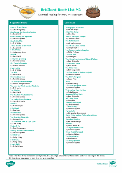 Year 4 Book List