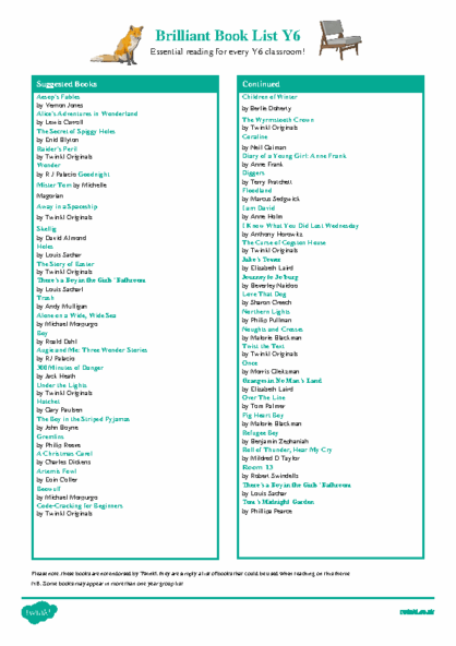 Year 6 Book List