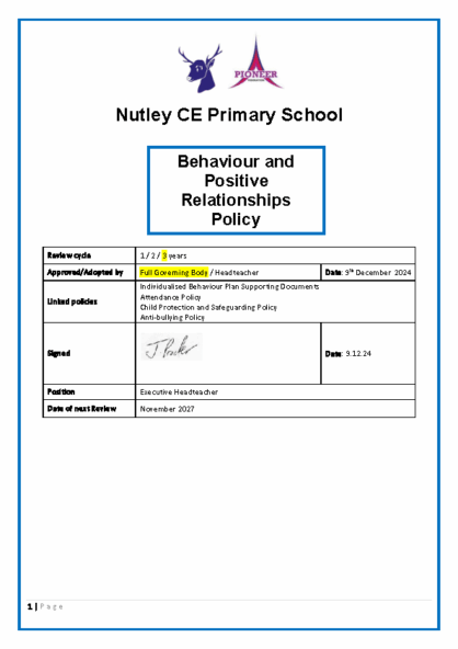 Behaviour & Positive Relationships Policy