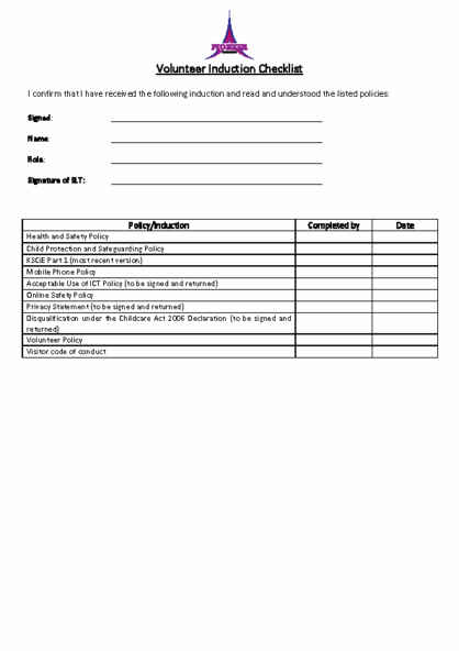 Volunteer Induction Checklist