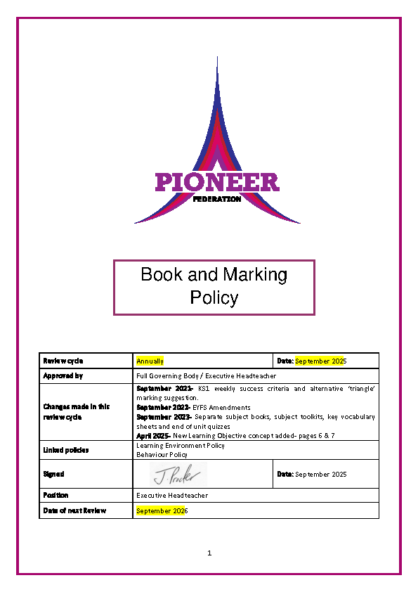 Book & Marking Policy