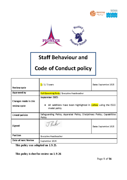 Staff Behaviour & Code of Conduct Policy