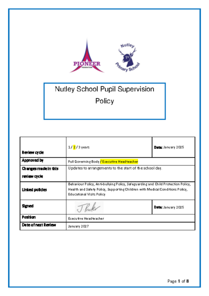 Supervision of Children Policy