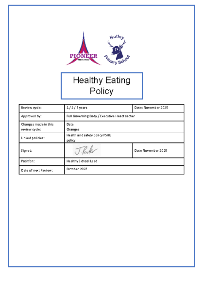 Healthy Eating Policy
