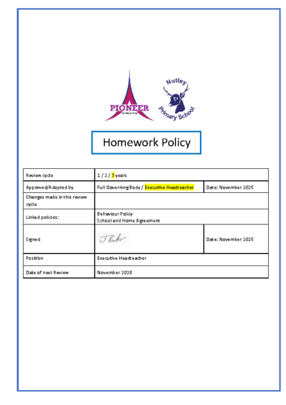 Homework Policy
